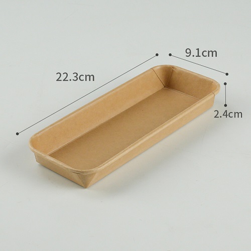 2# Long Paper Sushi Tray – 220 × 90 × 25 mm